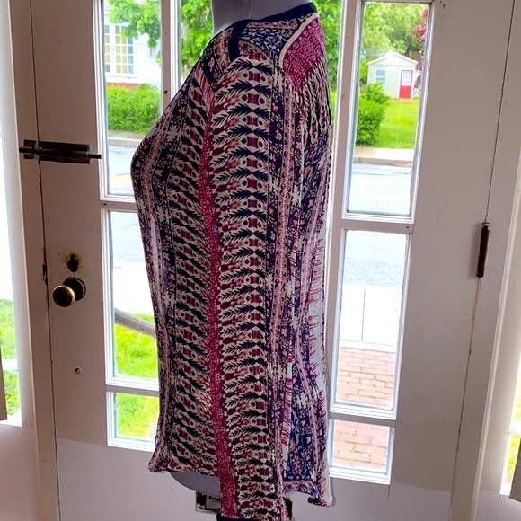 🌈Lucky Brand Boho Sheer Top blue w/ purple🌈 - Picture 6 of 9